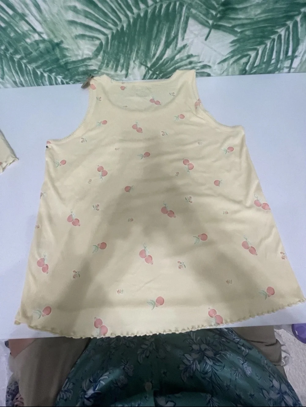 Rae Dunn Pale Yellow Cherry-Print Pajama Tank & Shorts Set